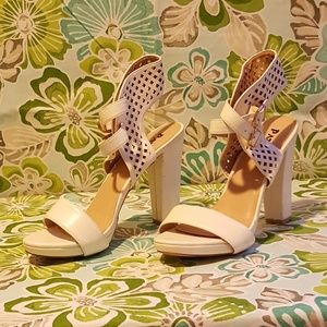 White heeled dress sandals